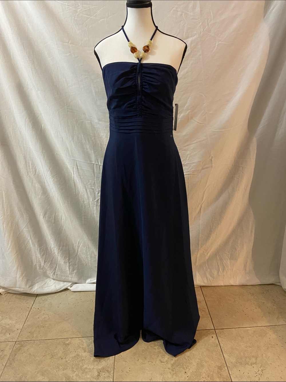 Eliza J Navy Strapless Ruched Bodice Evening Dress